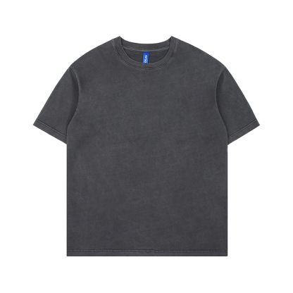 Kaisorn2025夏季新品潮牌街头纯色重磅洗水做旧炒色宽松T恤短袖