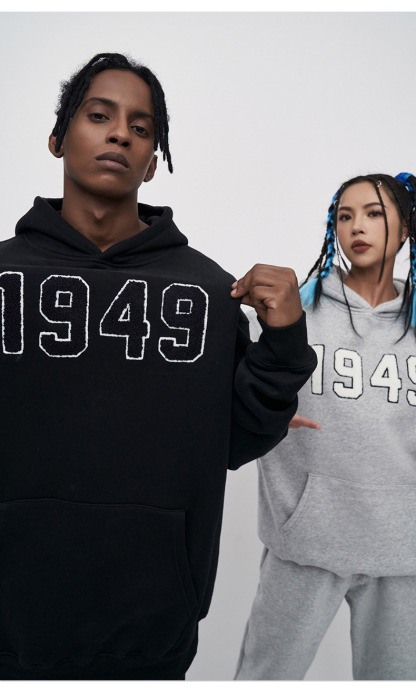 Kaisorn 2025 Embroidered hooded sweatshirt new tops men 1949 heavy loose men