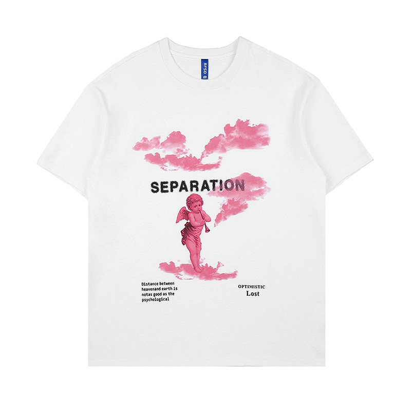 Kaisorn2024春夏新品潮牌街头宽松丘比特印花男士圆领短袖t恤