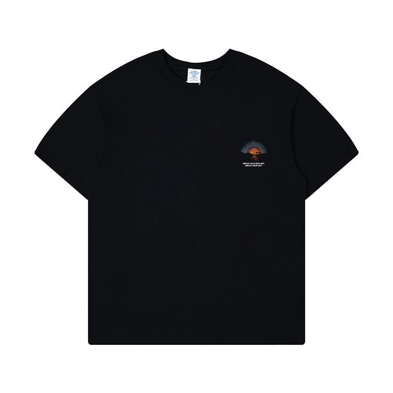 Kaisorn 2025 Sunset print new street short sleeve loose top for men