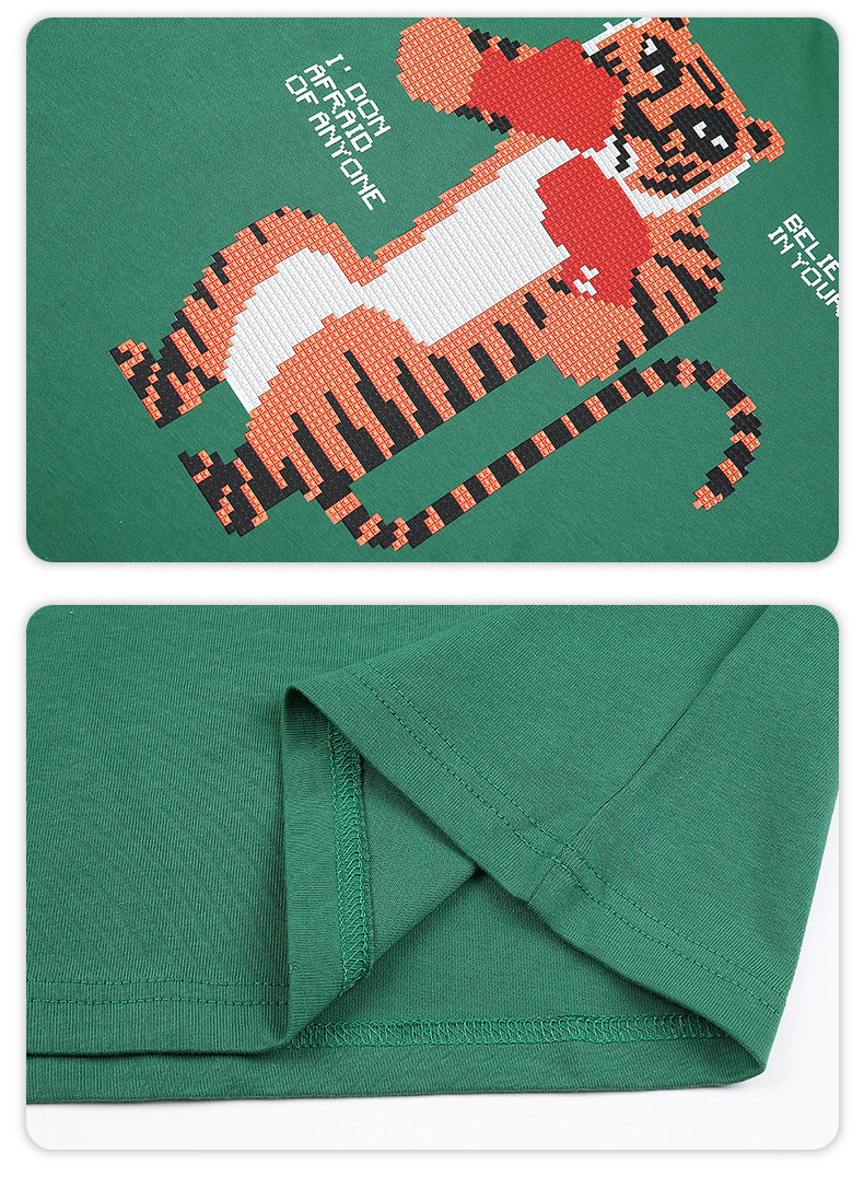 Kaisorn 2025 Funny cartoon tiger print loose T-shirt short sleeve men&women