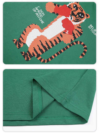 Kaisorn 2025 Funny cartoon tiger print loose T-shirt short sleeve men&women