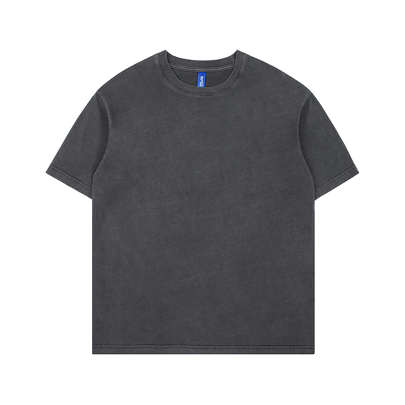 Kaisorn2025夏季新品潮牌街头纯色重磅洗水做旧炒色宽松T恤短袖