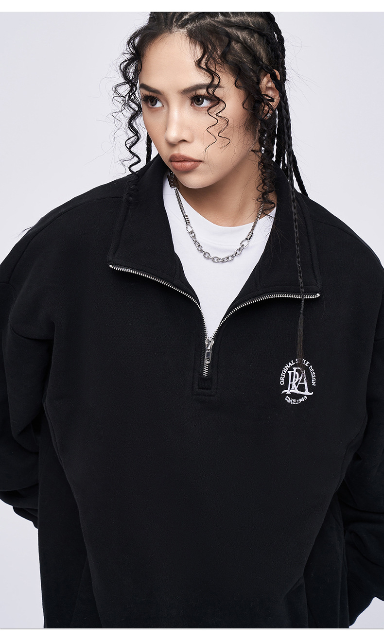 Kaisorn 2024 Embroidered Lapel Half Zipper Sweatshirt Men's Loose POLO Collar Top