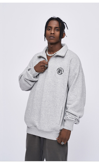 Kaisorn 2024 Embroidered Lapel Half Zipper Sweatshirt Men's Loose POLO Collar Top