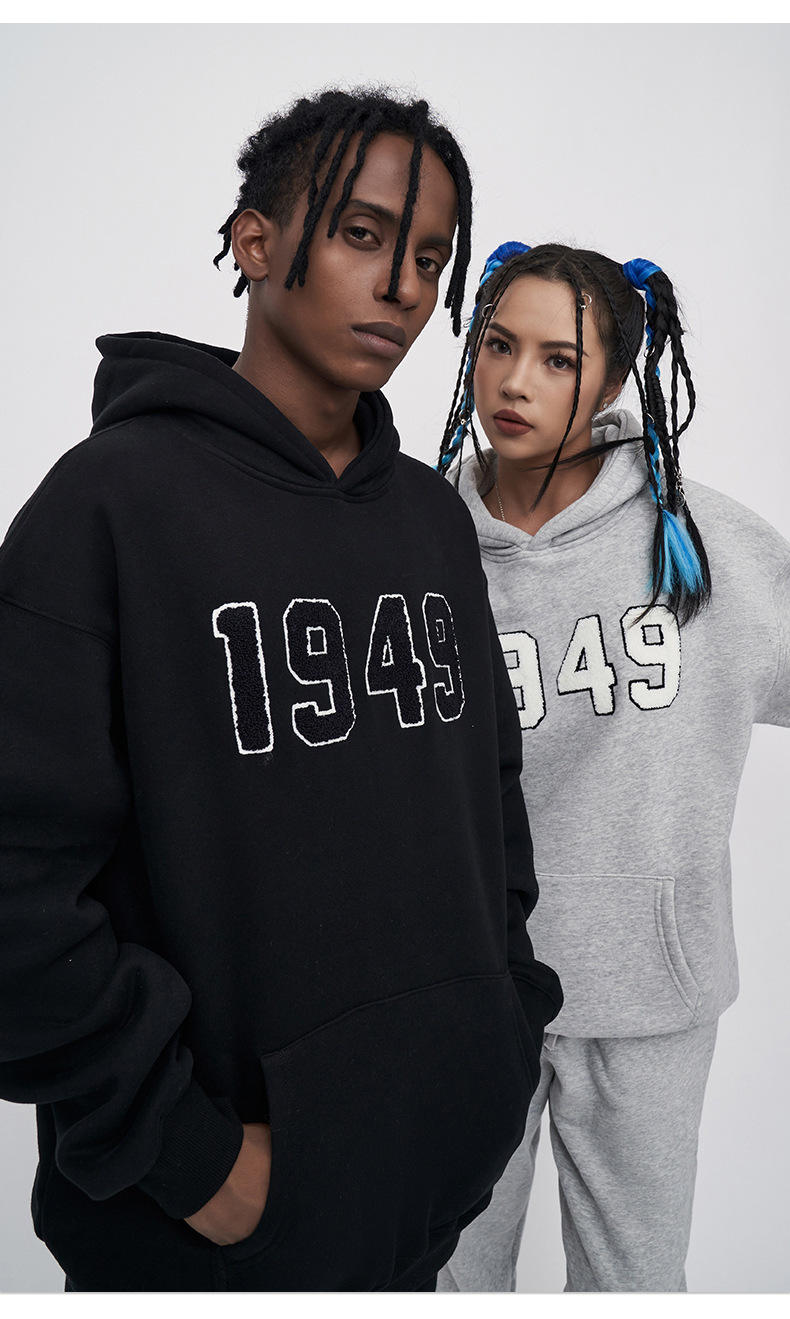 Kaisorn 2025 Embroidered hooded sweatshirt new tops men 1949 heavy loose men