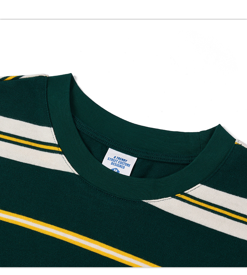 Kaisorn 2025 Cityboy retro contrast color striped T-shirt new loose cotton short-sleeved men