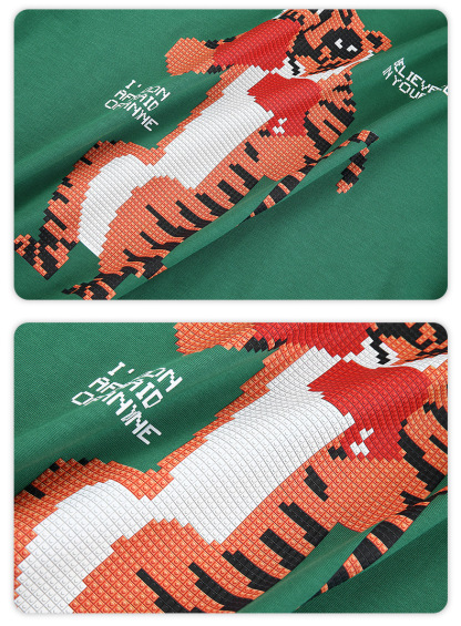 Kaisorn 2025 Funny cartoon tiger print loose T-shirt short sleeve men&women