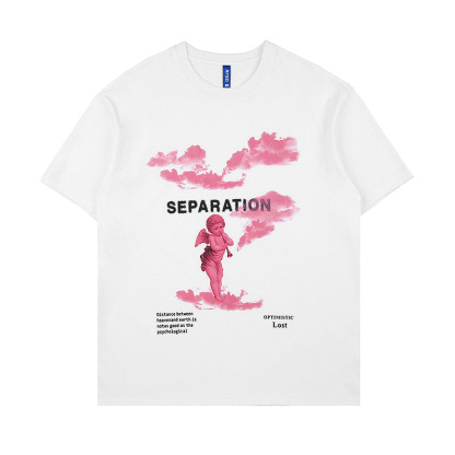 Kaisorn2024春夏新品潮牌街头宽松丘比特印花男士圆领短袖t恤