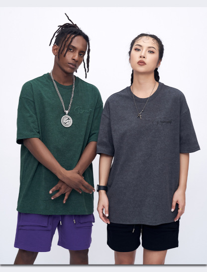 Kaisorn 2025 Heavy washed retro embroidered trendy short-sleeved T-shirt