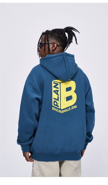 Kaisorn 2025 Plush hooded sweatshirt foam printed sweatshirt men's loose top