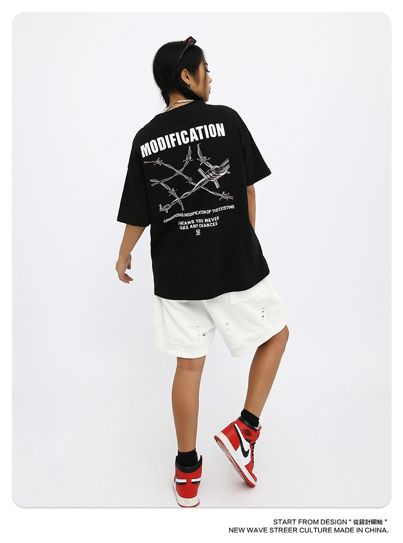 Kaisorn 2025 Summer new original street retro thorn print men's short-sleeved T-shirt