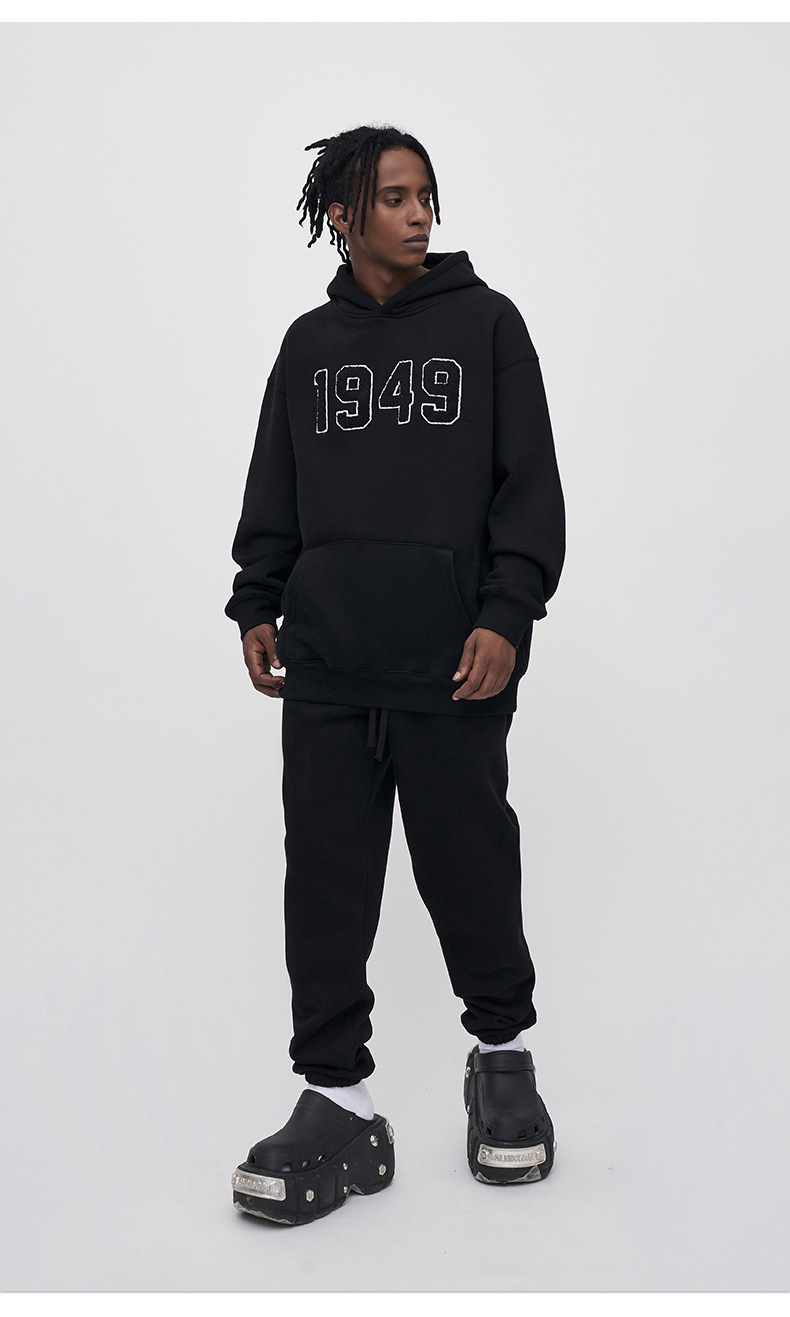 Kaisorn 2025 Embroidered hooded sweatshirt new tops men 1949 heavy loose men