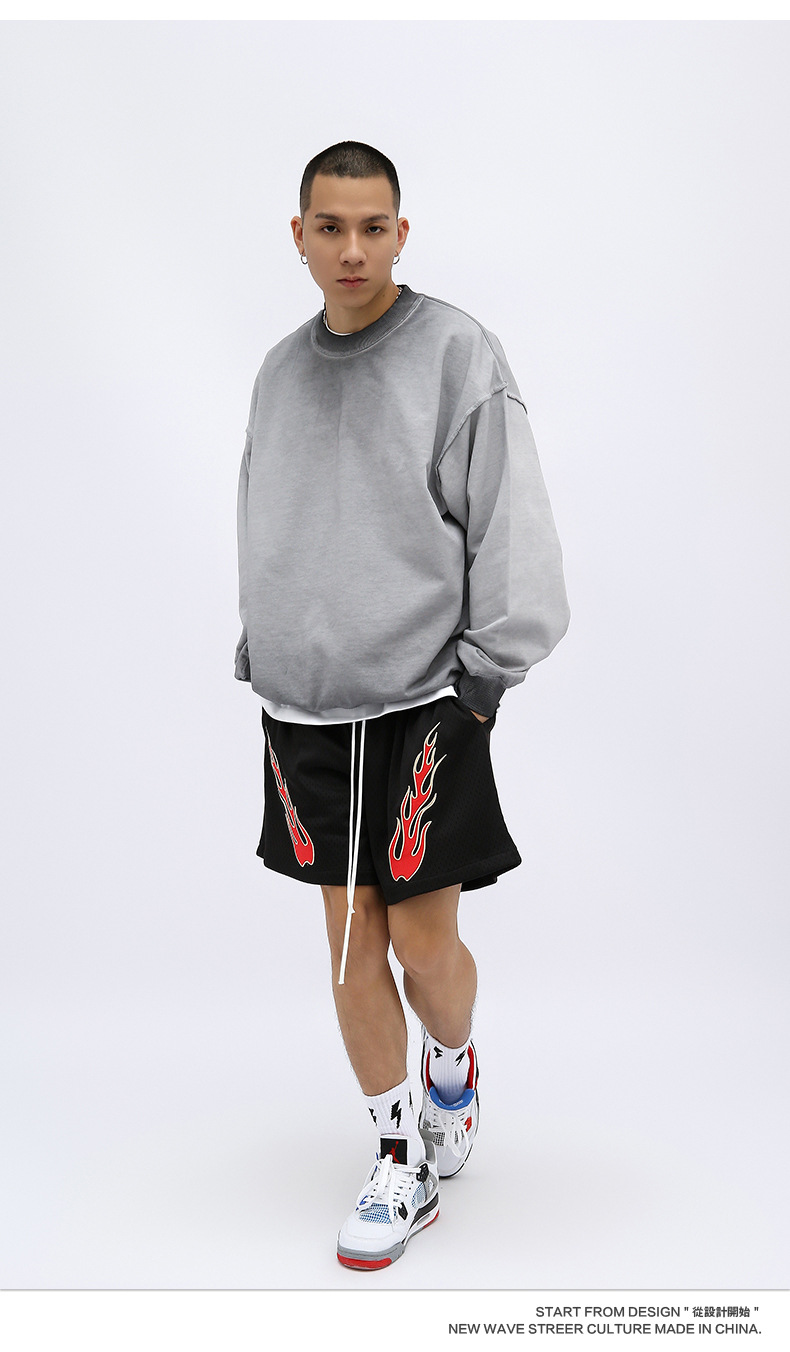 Kaisorn 2025 New heavy washed color distressed round neck sweatshirt heavy