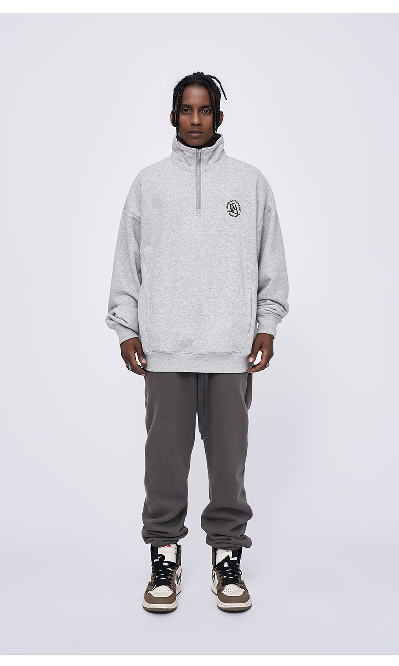 Kaisorn 2024 Embroidered Lapel Half Zipper Sweatshirt Men's Loose POLO Collar Top