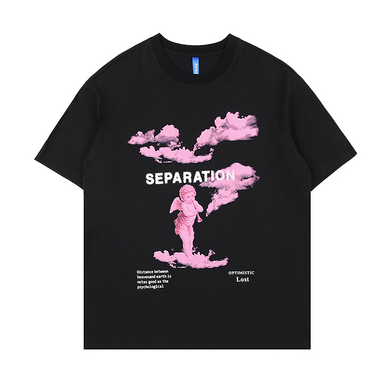 Kaisorn2024春夏新品潮牌街头宽松丘比特印花男士圆领短袖t恤