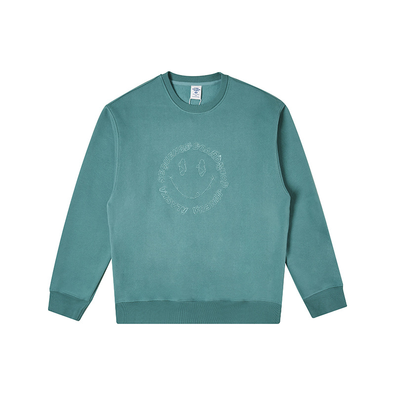 Embroidered smiley face sweatshirt