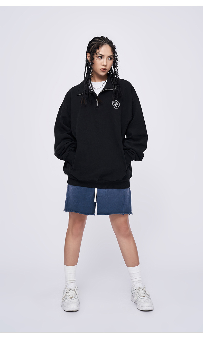 Kaisorn 2024 Embroidered Lapel Half Zipper Sweatshirt Men's Loose POLO Collar Top