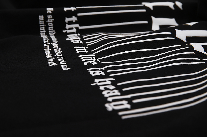 Kaisorn2024Pure black and white silk-screen lettering logo hoodie