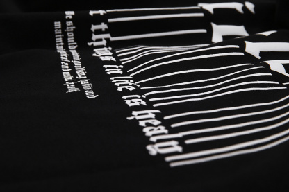 Kaisorn2024Pure black and white silk-screen lettering logo hoodie