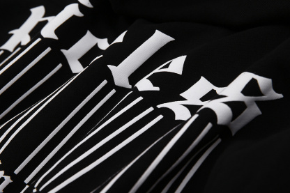 Kaisorn2024Pure black and white silk-screen lettering logo hoodie