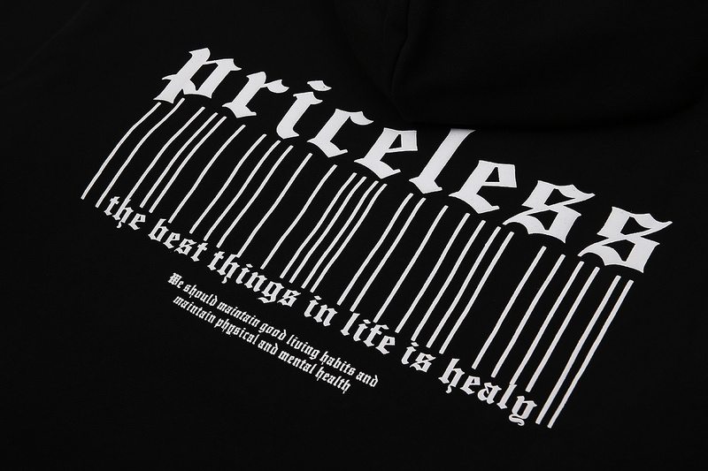 Kaisorn2024Pure black and white silk-screen lettering logo hoodie