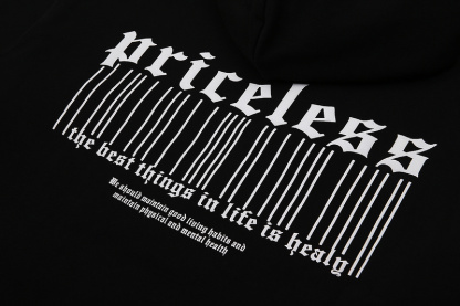 Kaisorn2024Pure black and white silk-screen lettering logo hoodie