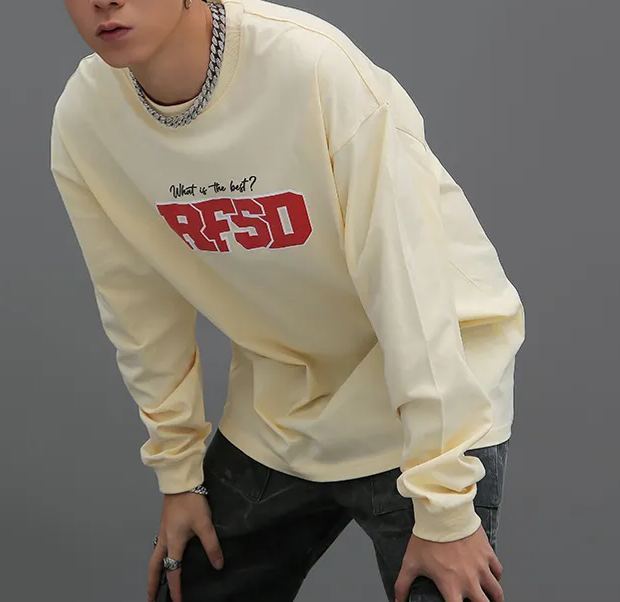 Kaisorn2024秋冬新品原创国潮印花长袖t恤250g宽松圆领t恤男