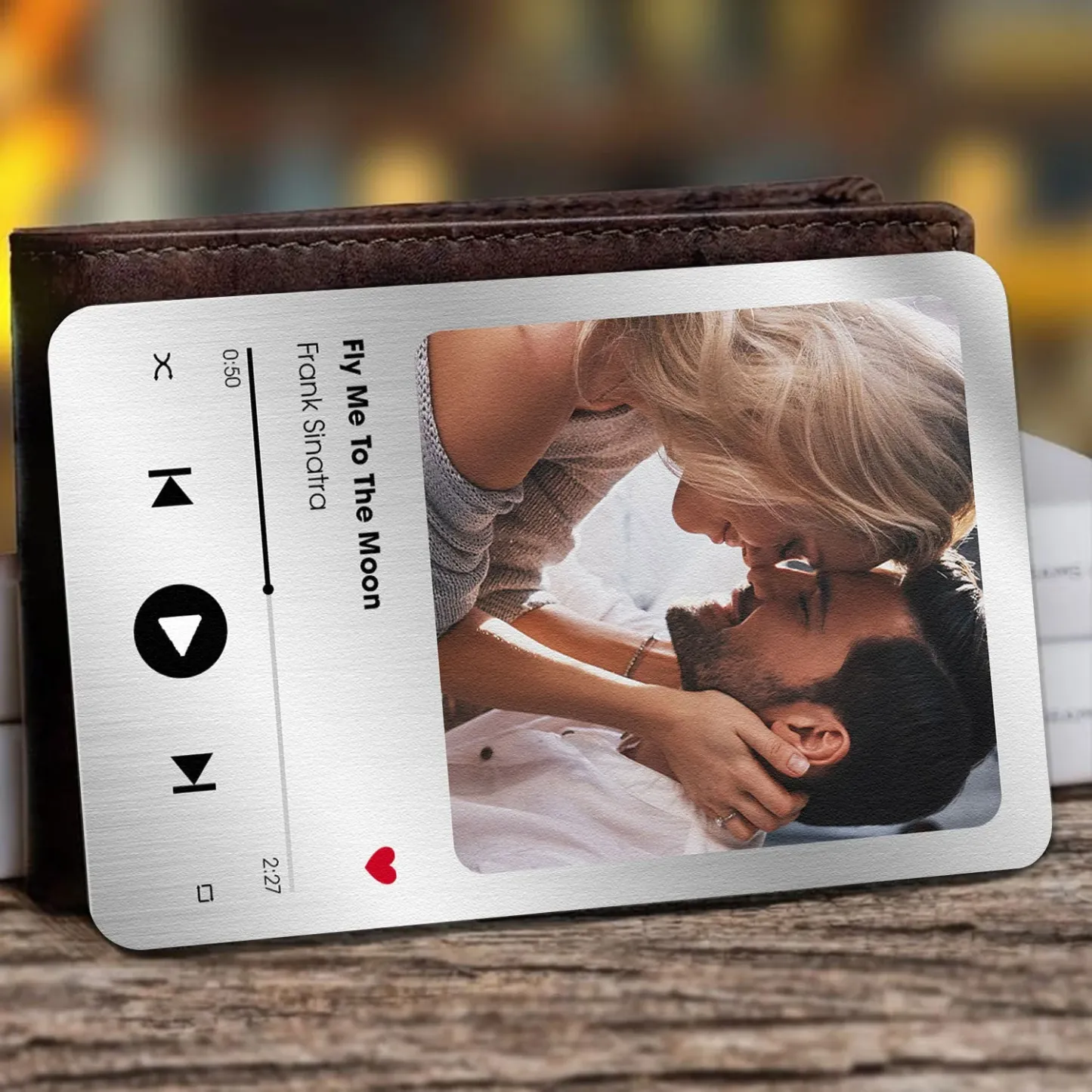 Niestandardowa Metalowa Karta Portfela Z Ulubioną Piosenką-spersonalizowana Aluminiowa Karta Portfela Na Zdjęcia-prezenty Na Walentynki Dla Niego, Chłopaka, Męża - MyCustomBrickFigures