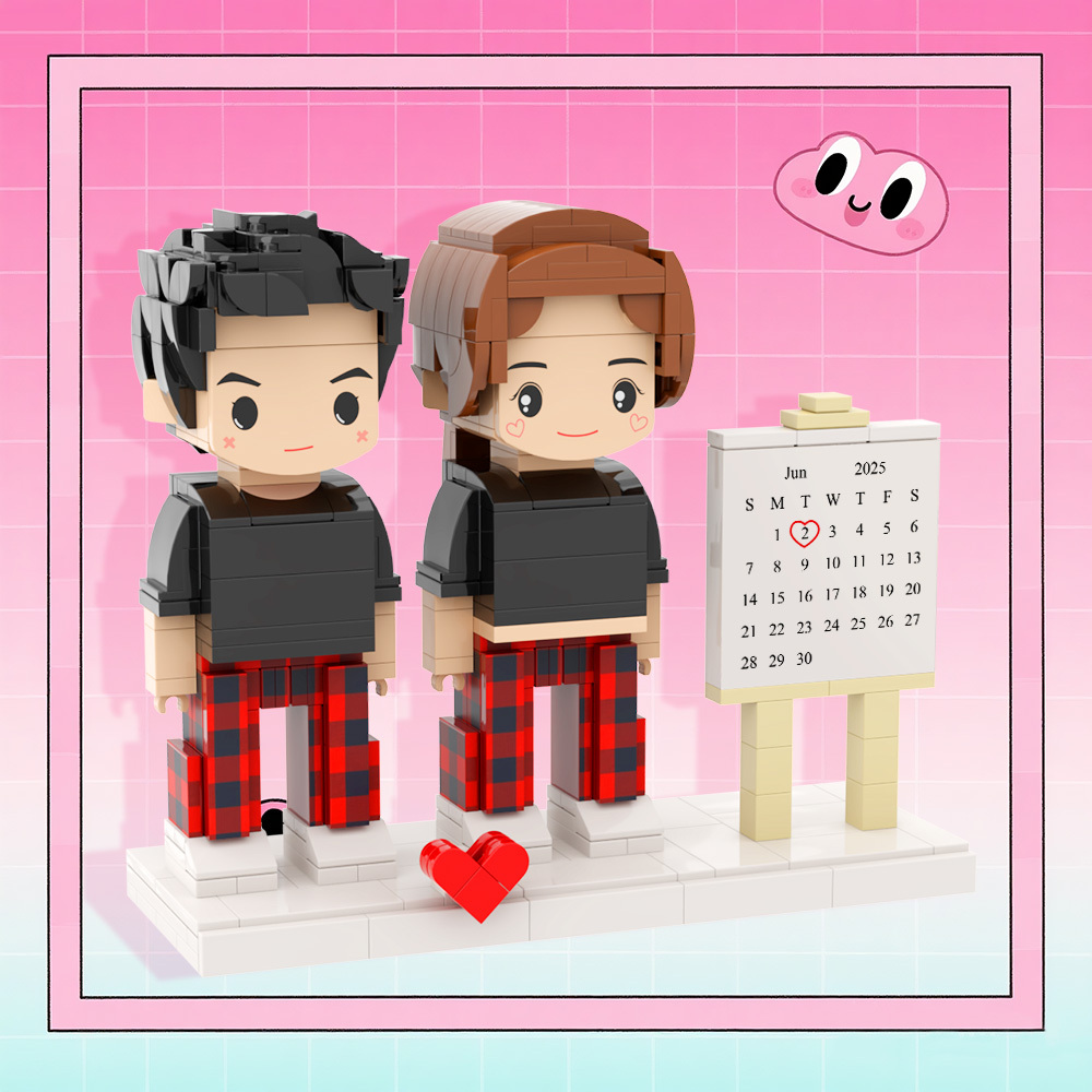 Spersonalizowany Kalendarz Z Ceglaną Figurką, Znacznik Ważnej Daty, Prezent Dla Par - MyCustomBrickFigures