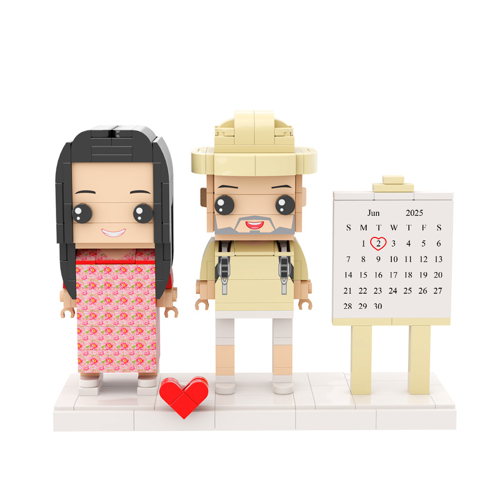 Spersonalizowany Kalendarz Z Ceglaną Figurką, Znacznik Ważnej Daty, Prezent Dla Par - MyCustomBrickFigures
