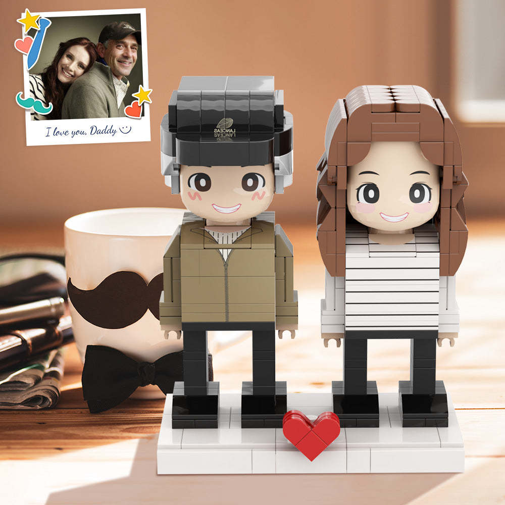 Całe Ciało 2 Osoby Duddu Figurki Z Klocków Niestandardowa Figurka Z Cegły Dla Tatusia Idealna Na Dzień Ojca Na Stylowy Kapelusz Tata I Ja Jego Mała Dziewczynka - MyCustomBrickFigures