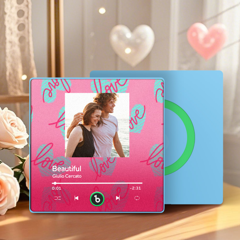 Spersonalizowany Magnes Na Lodówkę Z Motywem Muzycznym, Czerwony, Album Na Walentynki Z Napisem „kochaj Swoje Serce", Magnes Na Lodówkę, Naklejka Ścienna Z Muzyką, Ruch Muzyczny, Który Można Odtworzyć, Prezent Dla Pary - MyCustomBrickFigures