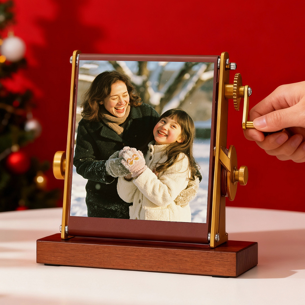 Niestandardowa Przeglądarka Zdjęć Z Korbką, Odchylana Ramka Na Zdjęcia, Spersonalizowany Prezent Świąteczny - MyCustomBrickFigures