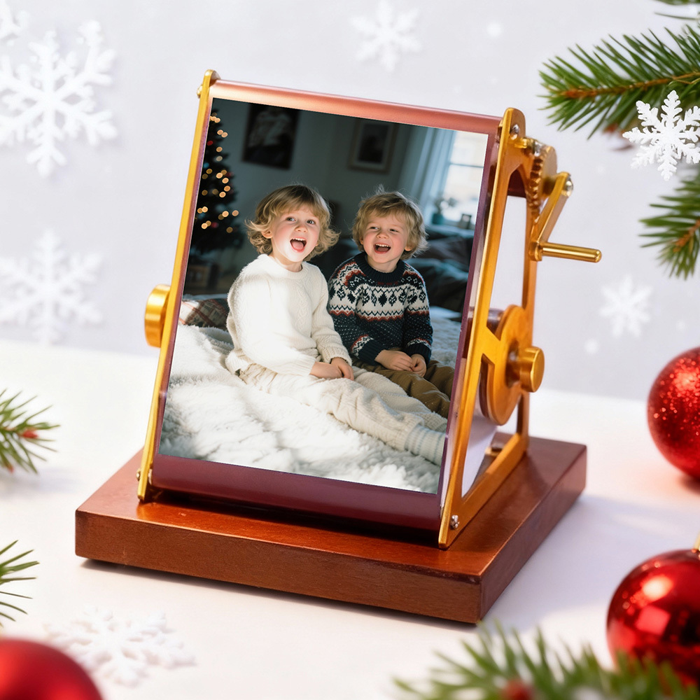 Niestandardowa Przeglądarka Zdjęć Z Korbką, Odchylana Ramka Na Zdjęcia, Spersonalizowany Prezent Świąteczny - MyCustomBrickFigures
