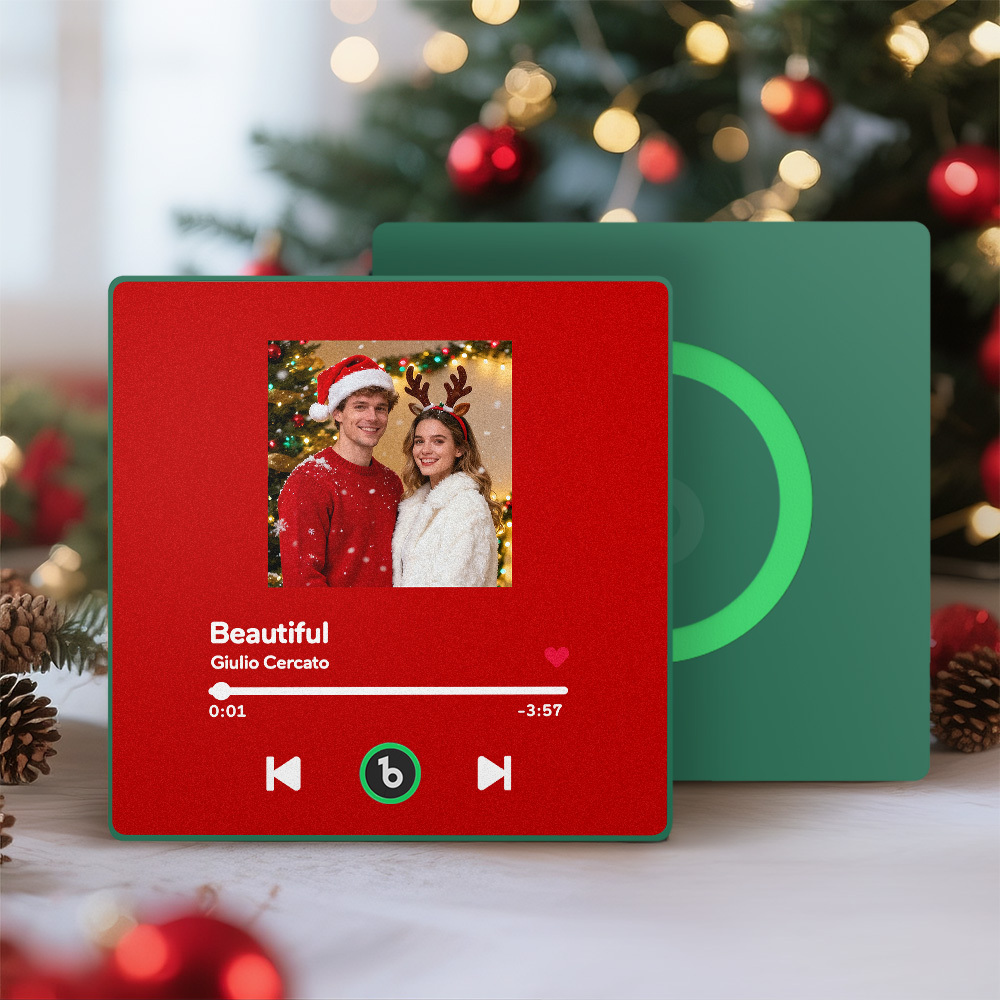 Spersonalizowany Magnes Na Lodówkę Z Muzyką W Kolorowej Ramce, Spersonalizowany Album Z Magnesem Na Lodówkę, Który Można Odtwarzać, Świąteczny Prezent Dla Pary - MyCustomBrickFigures