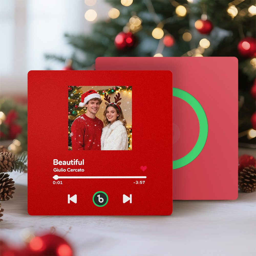 Spersonalizowany Magnes Na Lodówkę Z Muzyką W Kolorowej Ramce, Spersonalizowany Album Z Magnesem Na Lodówkę, Który Można Odtwarzać, Świąteczny Prezent Dla Pary - MyCustomBrickFigures