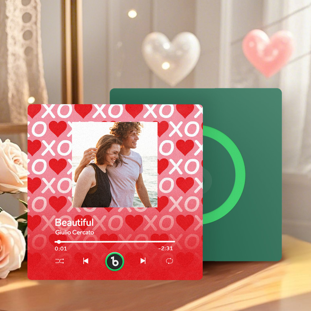 Spersonalizowany Magnes Na Lodówkę Z Motywem Muzycznym, Czerwony, Album Na Walentynki Z Napisem „kochaj Swoje Serce", Magnes Na Lodówkę, Naklejka Ścienna Z Muzyką, Ruch Muzyczny, Który Można Odtworzyć, Prezent Dla Pary - MyCustomBrickFigures