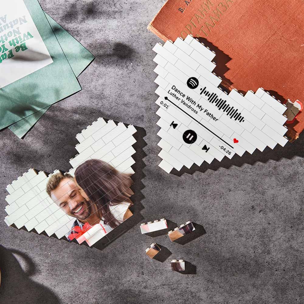 Niestandardowa Cegła Budowlana Spersonalizowany Blok Fotograficzny Prezent Na Dzień Ojca W Kształcie Serca - MyCustomBrickFigures