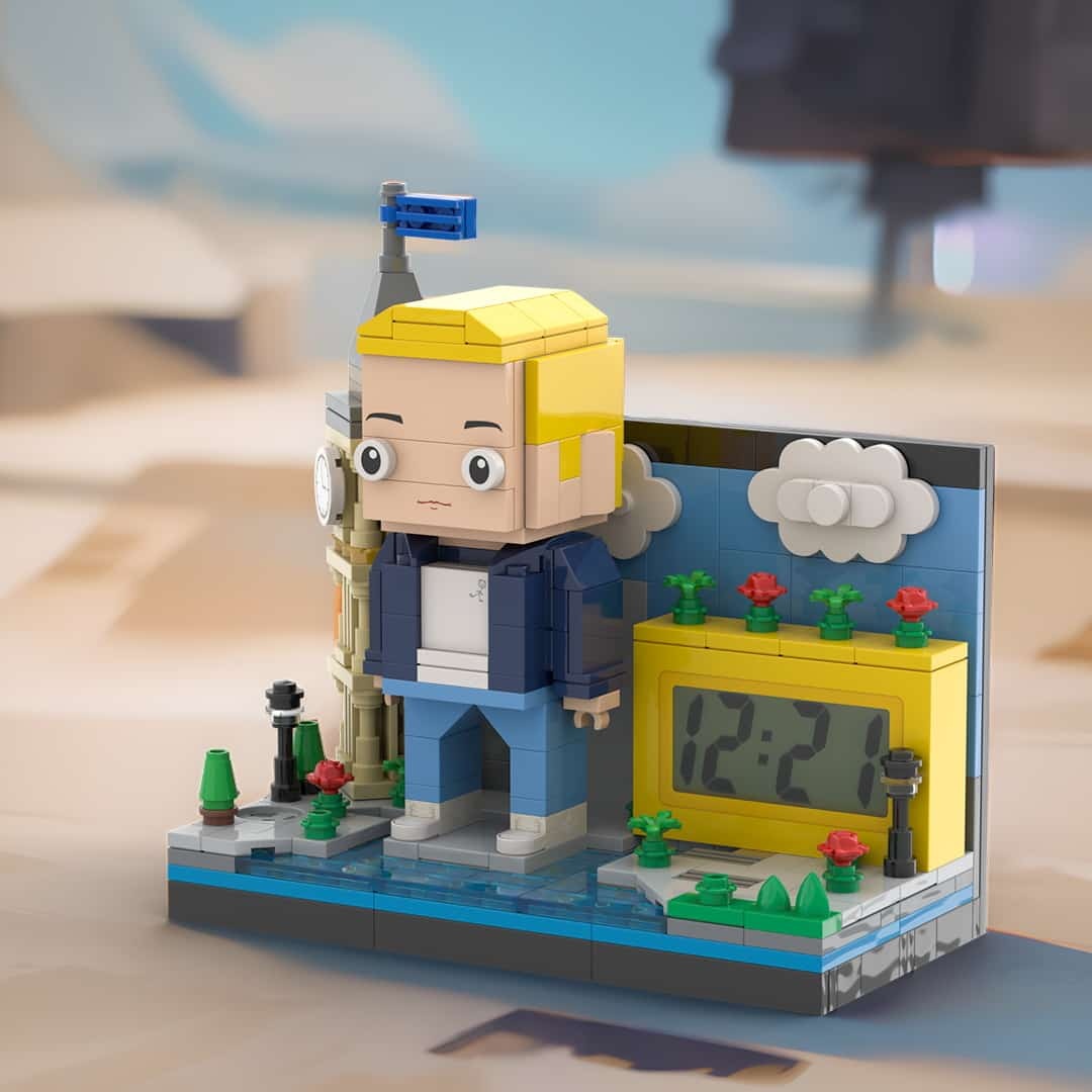 Prezenty Świąteczne Niestandardowy Zegar Z Figurkami Z Cegły Spersonalizowany Zegar Z Cegły I Mini Miasta - MyCustomBrickFigures