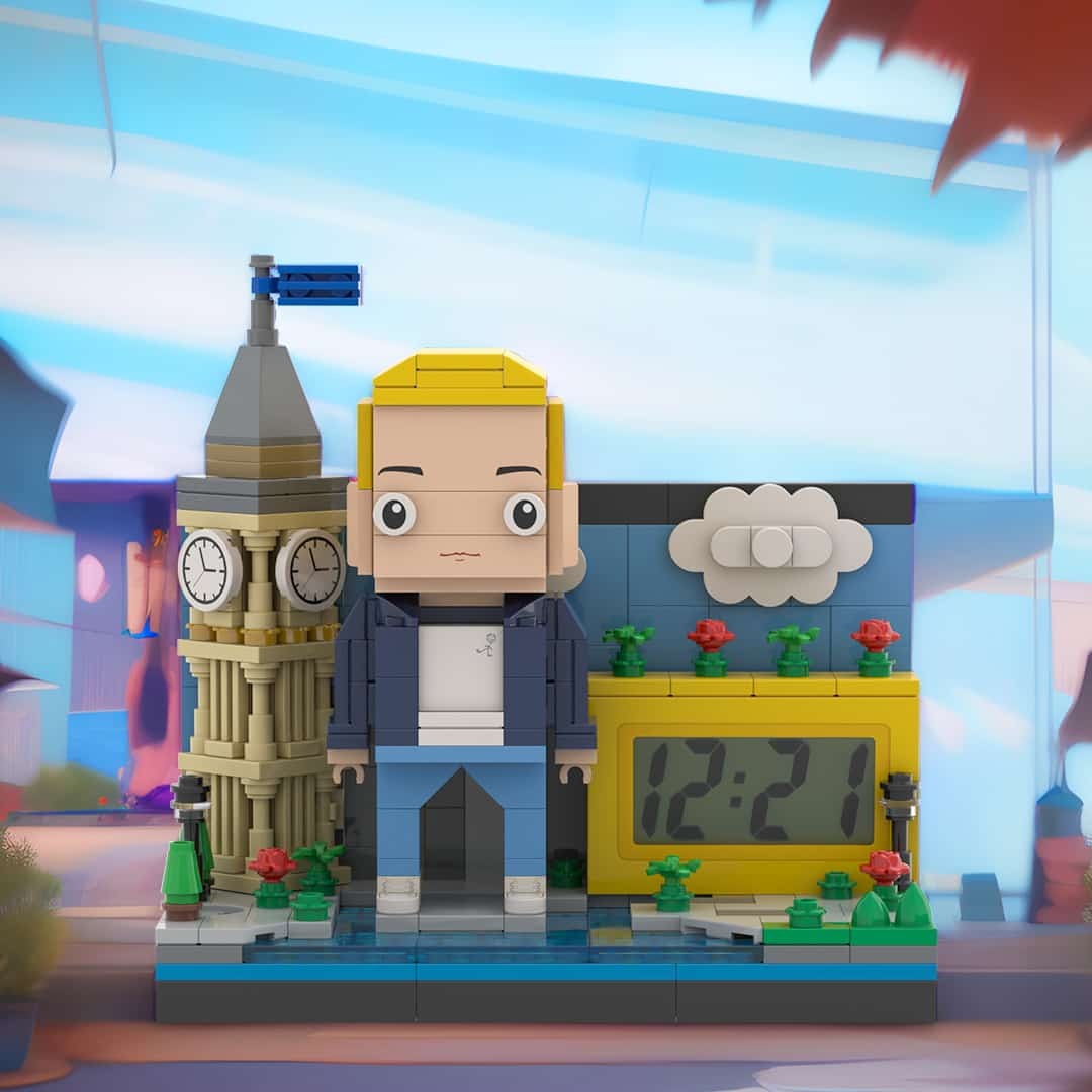 Prezenty Świąteczne Niestandardowy Zegar Z Figurkami Z Cegły Spersonalizowany Zegar Z Cegły I Mini Miasta - MyCustomBrickFigures