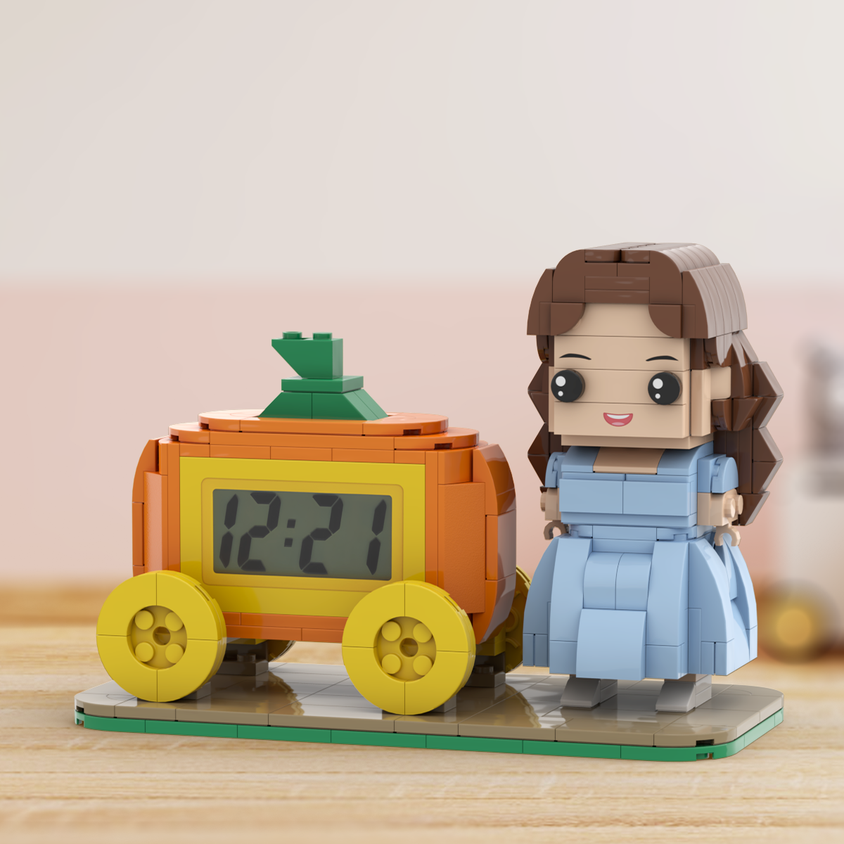 Prezenty Świąteczne Niestandardowy Zegar Z Figurkami Z Cegły Spersonalizowany Zegar Z Cegłą I Dynią I Figurkami - MyCustomBrickFigures