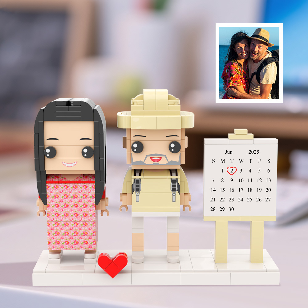 Spersonalizowany Kalendarz Z Ceglaną Figurką, Znacznik Ważnej Daty, Prezent Dla Par - MyCustomBrickFigures