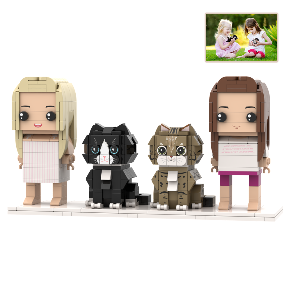 Personalizowane Figurki Z Klocków Przedstawiające Dwie Osoby, Pełne Ciała, Personalizowane Figurki Z Klocków Ze Zwierzętami, Prezent Dla Pary - MyCustomBrickFigures