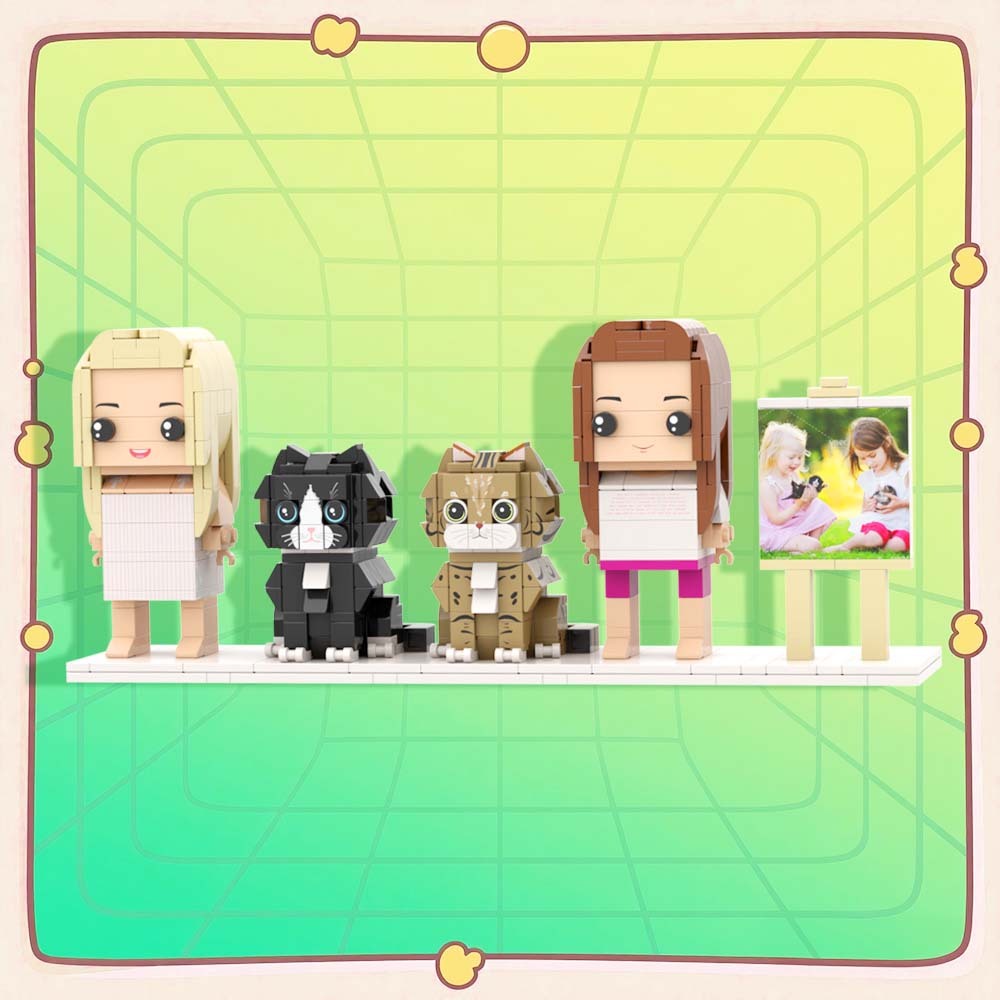 Personalizowane Figurki Z Klocków Przedstawiające Dwie Osoby, Pełne Ciała, Personalizowane Figurki Z Klocków Ze Zwierzętami, Prezent Dla Pary - MyCustomBrickFigures