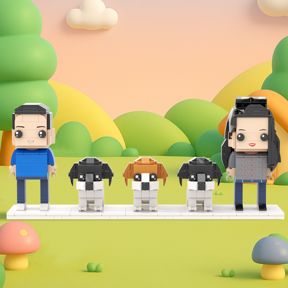 Personalizowane Figurki Z Klocków Przedstawiające Dwie Osoby, Pełne Ciała, Personalizowane Figurki Z Klocków Ze Zwierzętami, Prezent Dla Pary - MyCustomBrickFigures