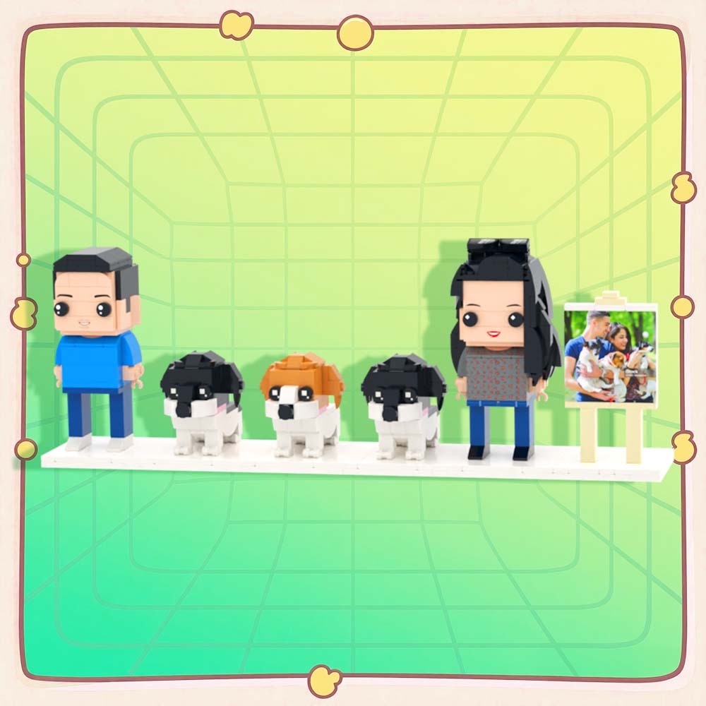 Personalizowane Figurki Z Klocków Przedstawiające Dwie Osoby, Pełne Ciała, Personalizowane Figurki Z Klocków Ze Zwierzętami, Prezent Dla Pary - MyCustomBrickFigures