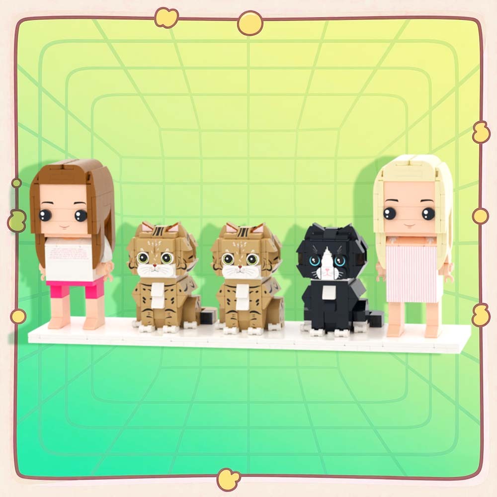 Personalizowane Figurki Z Klocków Przedstawiające Dwie Osoby, Pełne Ciała, Personalizowane Figurki Z Klocków Ze Zwierzętami, Prezent Dla Pary - MyCustomBrickFigures