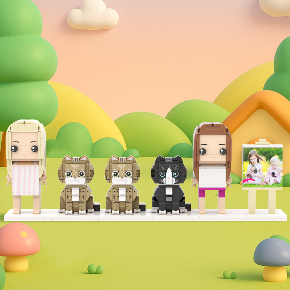 Personalizowane Figurki Z Klocków Przedstawiające Dwie Osoby, Pełne Ciała, Personalizowane Figurki Z Klocków Ze Zwierzętami, Prezent Dla Pary - MyCustomBrickFigures