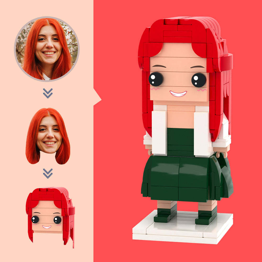 Dostosowane Figurki Z Zieloną Długą Sukienką. Mała Zabawka Z Klocków. Możliwość Dostosowania Prezenty Z Cegły - MyCustomBrickFigures